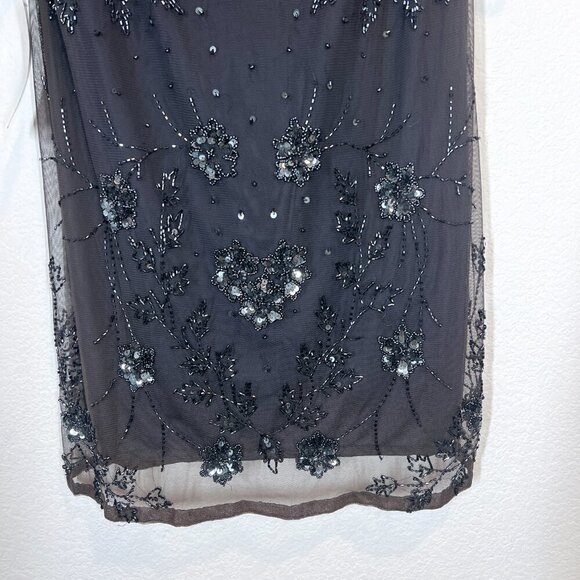 Gray Cocktail Party Dress Beaded Sequin Formal 10 - Picture 5 of 12